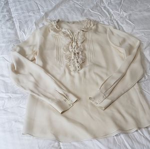 Elie Tahari Silk Ladies Blouse in Cream, size small.